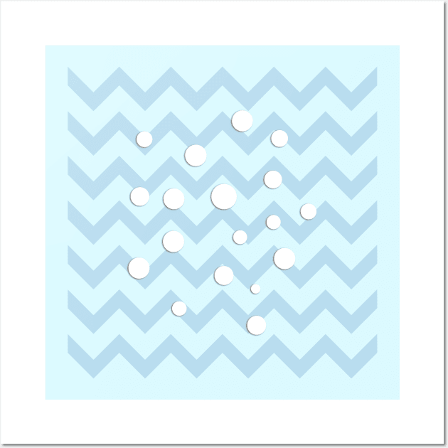 Light blue white Chevron pattern with Snowballs Wall Art by PLdesign